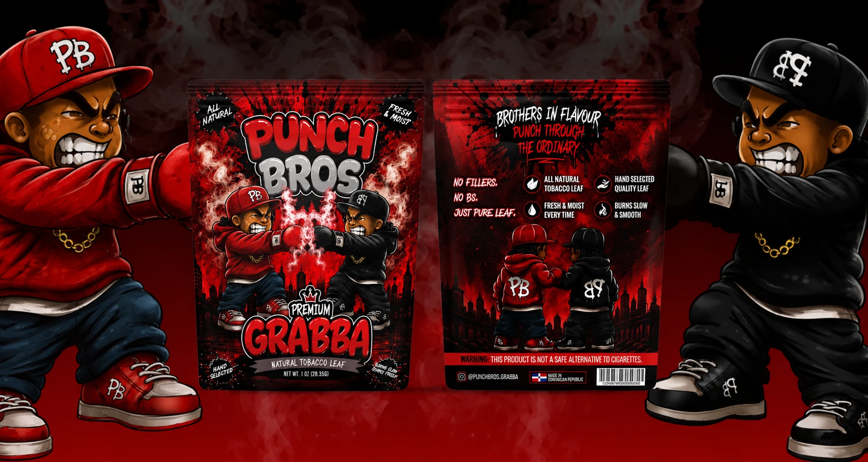 Punch Bros pouch mockup front and back